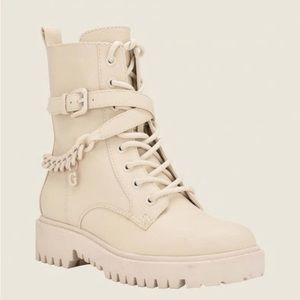 GUESS Womens Boots & Booties | Olisie Buckle Utility Boots Ivory 150